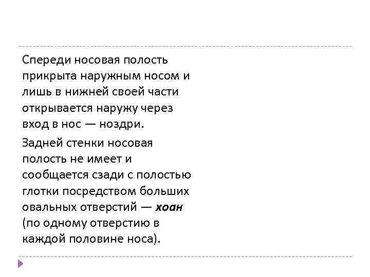 Спереди носовая полость прикрыта наружным носом и лишь в нижней своей части открывается наружу