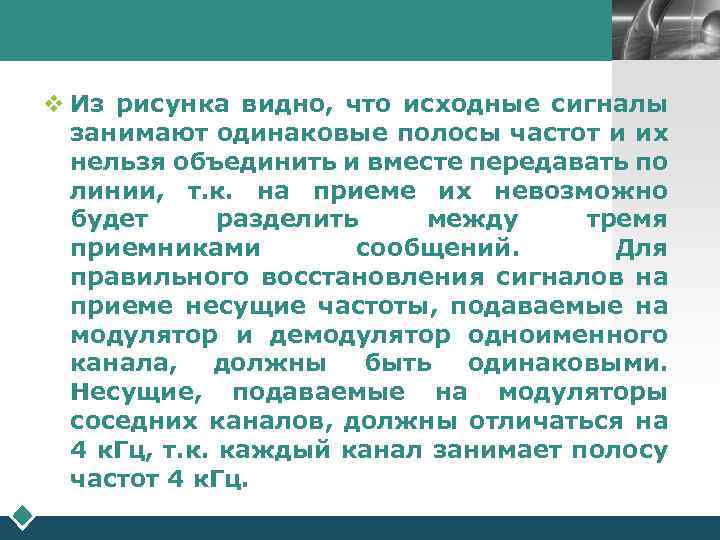 LOGO v Из рисунка видно, что исходные сигналы занимают одинаковые полосы частот и их