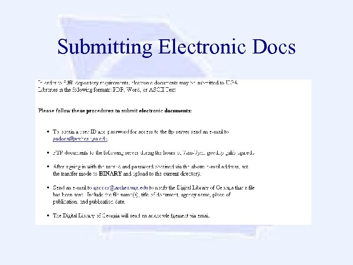 Submitting Electronic Docs 