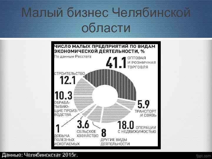 Малый бизнес Челябинской области Данные: Челябинскстат 2015 г. 