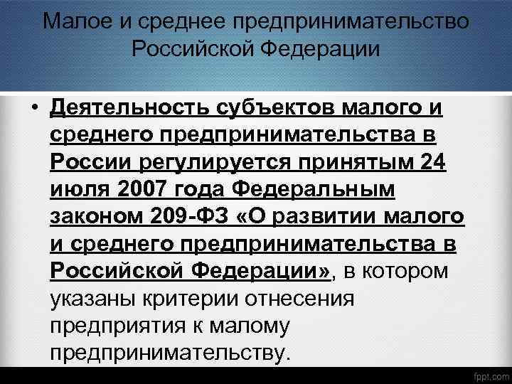 Малое и среднее предпринимательство Российской Федерации • Деятельность субъектов малого и среднего предпринимательства в