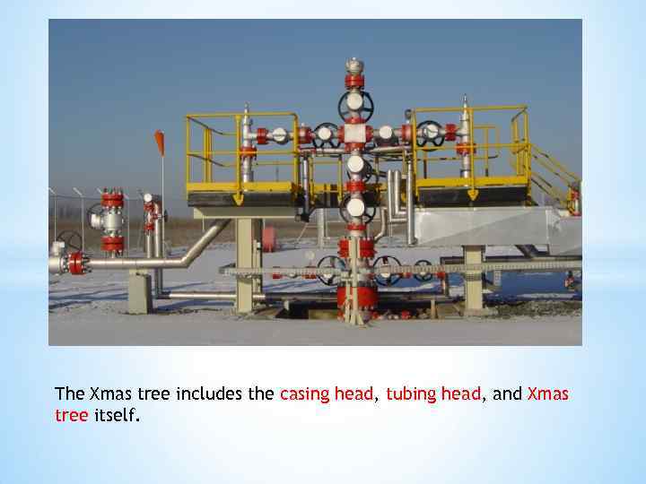 The Xmas tree includes the casing head, tubing head, and Xmas tree itself. 