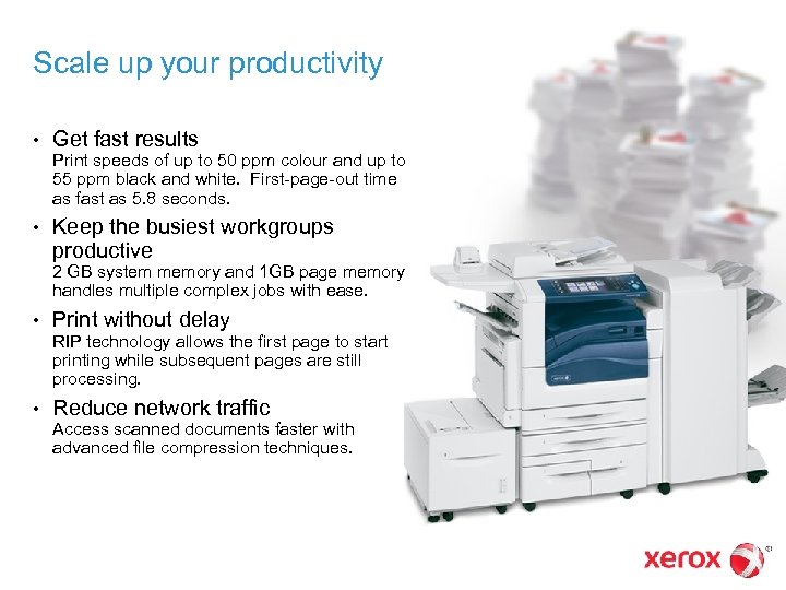 Scale up your productivity • Get fast results Print speeds of up to 50