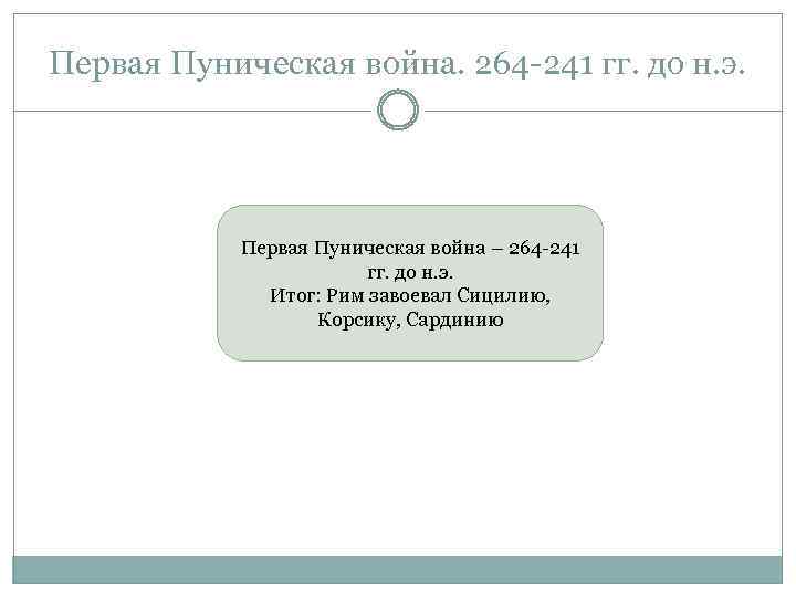 Первая Пуническая война. 264 -241 гг. до н. э. Первая Пуническая война – 264