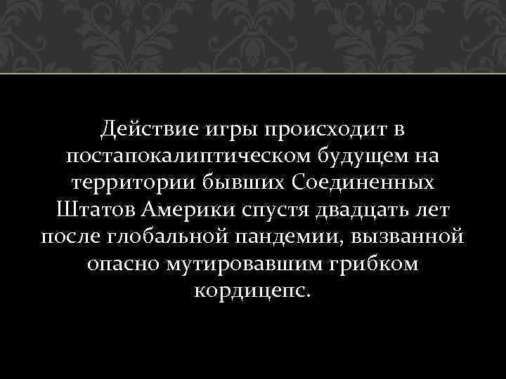 Действие игры происходит в постапокалиптическом будущем на территории бывших Соединенных Штатов Америки спустя двадцать