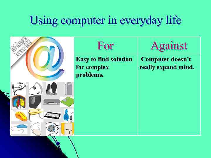 Using computer in everyday life For Easy to find solution for complex problems. Against