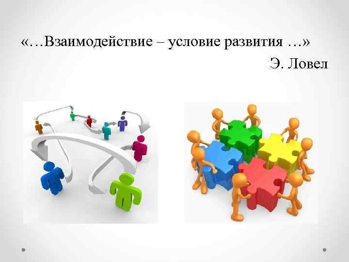  «…Взаимодействие – условие развития …» Э. Ловел 