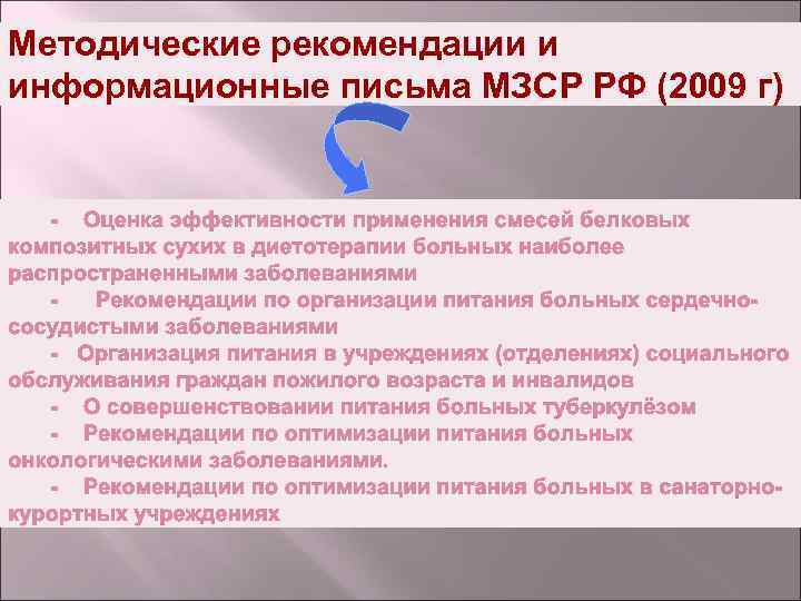 Методические рекомендации и информационные письма МЗСР РФ (2009 г) 