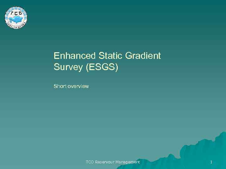 Enhanced Static Gradient Survey (ESGS) Short overview TCO Reservour Management 1 