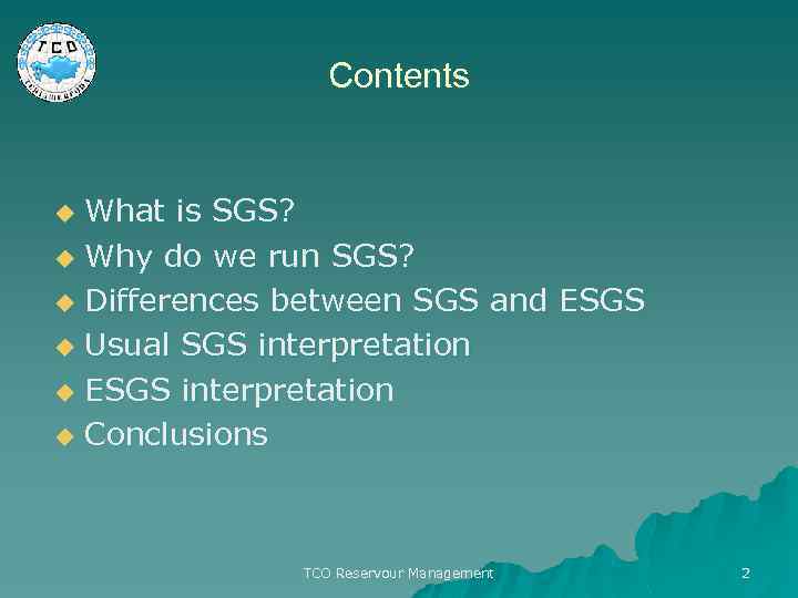 Contents What is SGS? u Why do we run SGS? u Differences between SGS