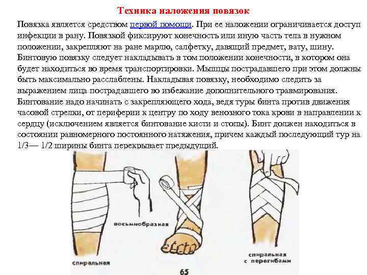 Техника наложения повязок Повязка является средством первой помощи. При ее наложении ограничивается доступ инфекции