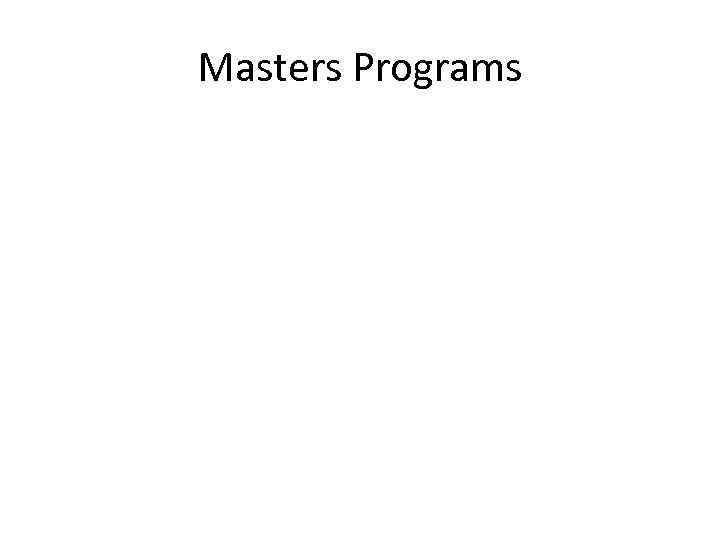 Masters Programs 