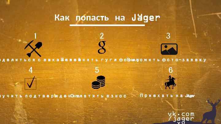 Как попасть на Jäger 1 2 3 Выложить фото-заявку еделиться с вакансией Заполнить гугл