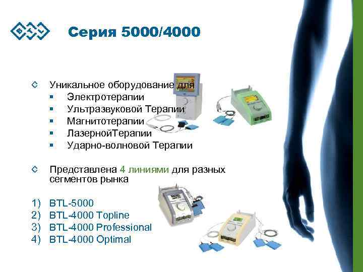 Серия 5000/4000 Уникальное оборудование для § Электротерапии § Ультразвуковой Tерапии § Maгнитотерапии § Лазерной.