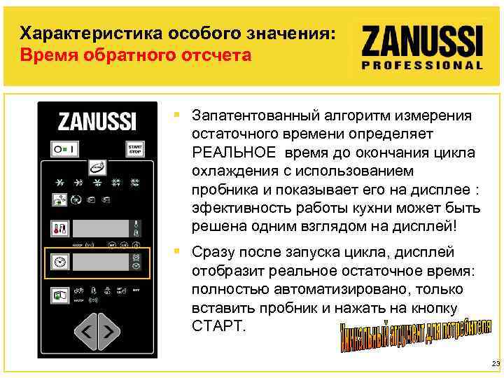 Характеристика особого значения: Время обратного отсчета § Запатентованный алгоритм измерения остаточного времени определяет РЕАЛЬНОЕ