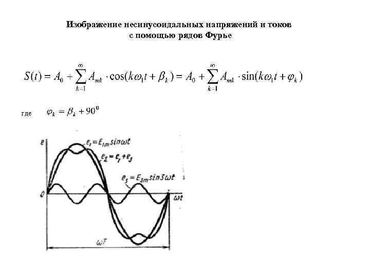 Изображение несинусоидальных напряжений и токов с помощью рядов Фурье где 