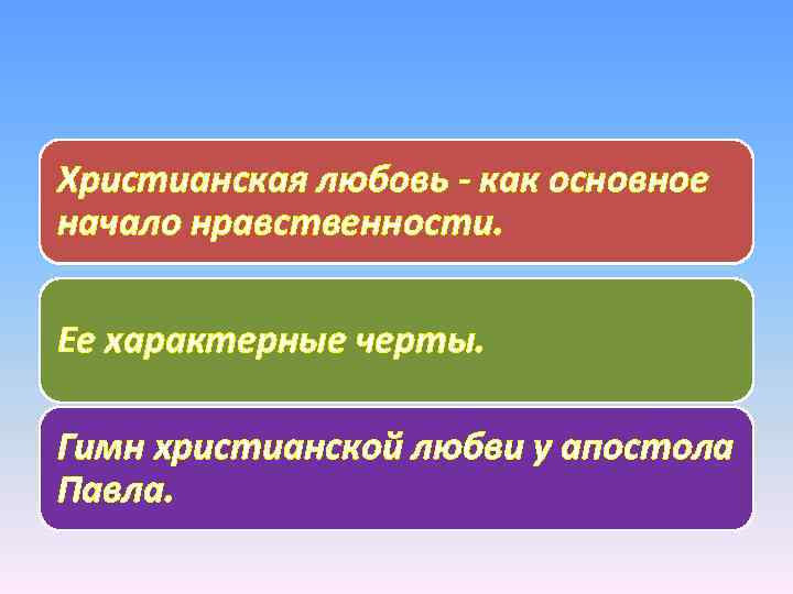 Христианская любовь - как основное начало нравственности. Ее характерные черты. Гимн христианской любви у