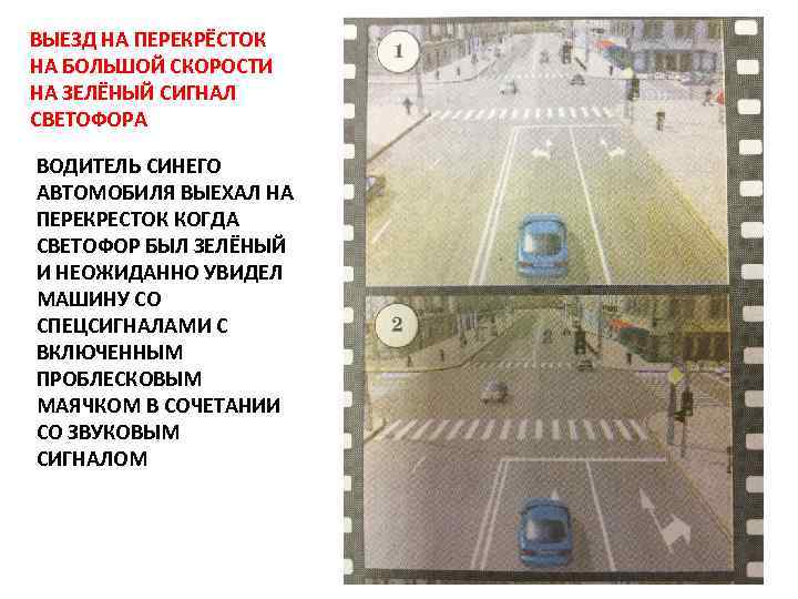 ВЫЕЗД НА ПЕРЕКРЁСТОК НА БОЛЬШОЙ СКОРОСТИ НА ЗЕЛЁНЫЙ СИГНАЛ СВЕТОФОРА ВОДИТЕЛЬ СИНЕГО АВТОМОБИЛЯ ВЫЕХАЛ