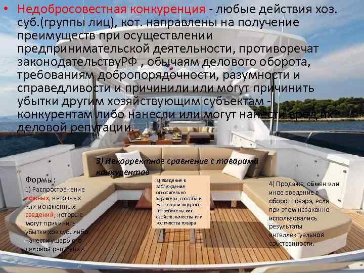  • Недобросовестная конкуренция любые действия хоз. суб. (группы лиц), кот. направлены на получение