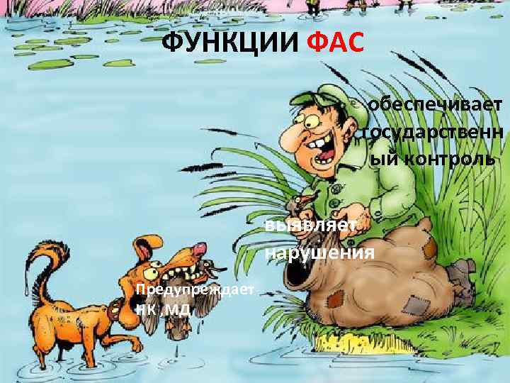 ФУНКЦИИ ФАС обеспечивает государственн ый контроль выявляет нарушения Предупреждает НК , МД 