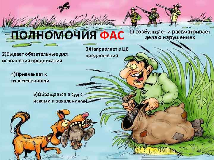 ПОЛНОМОЧИЯ ФАС 2)Выдает обязательные для исполнения предписания 1) возбуждает и рассматривает дела о нарушениях