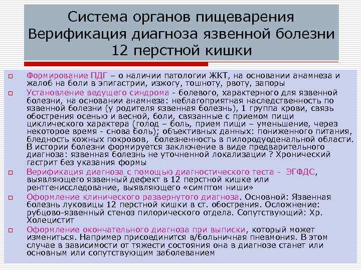 План обследования при язвенной болезни 12 перстной кишки