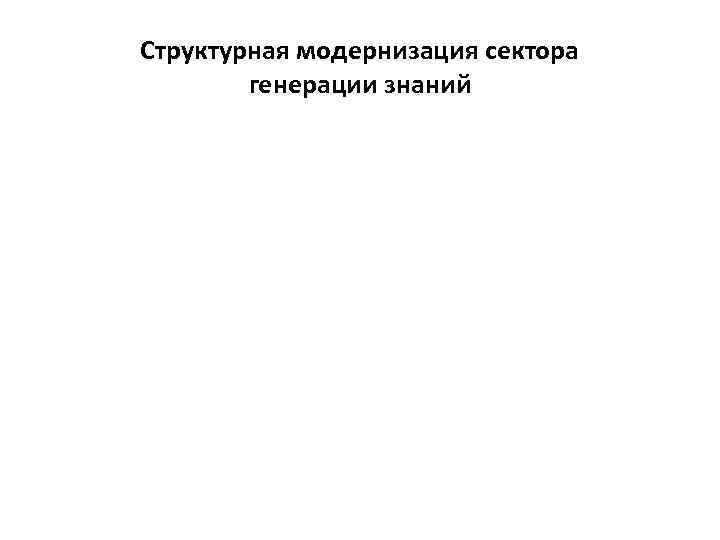 Структурная модернизация сектора генерации знаний 