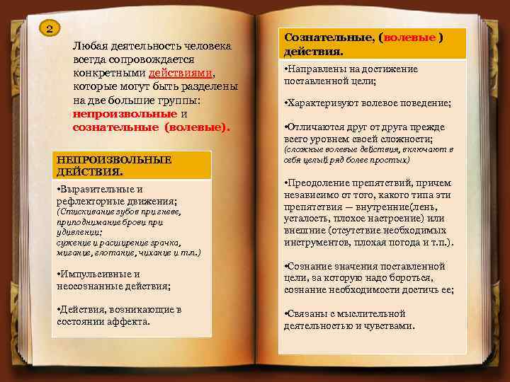 2 Любая деятельность человека всегда сопровождается конкретными действиями, которые могут быть разделены на две