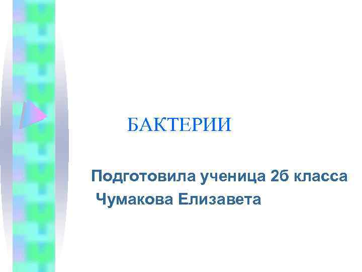 БАКТЕРИИ Подготовила ученица 2 б класса Чумакова Елизавета 