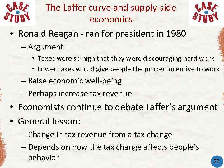 The Laffer curve and supply-side economics • Ronald Reagan - ran for president in