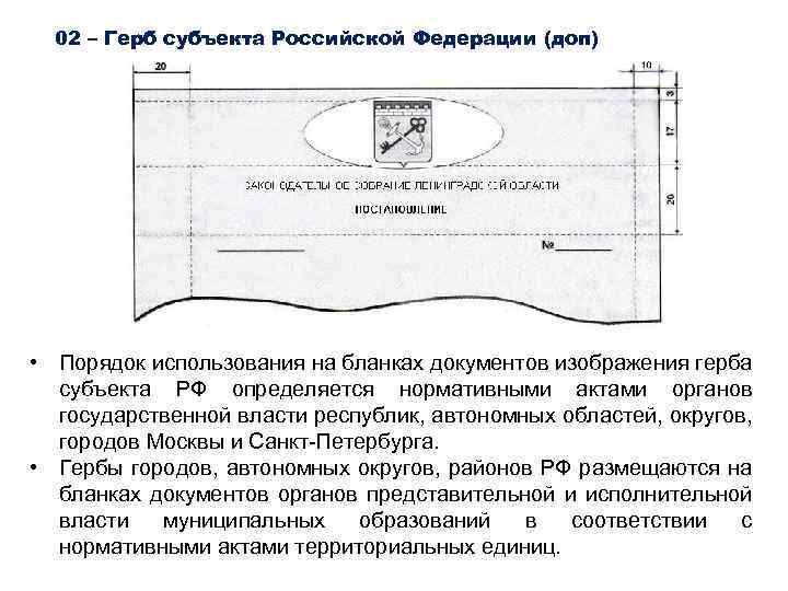 02 – Герб субъекта Российской Федерации (доп) • Порядок использования на бланках документов изображения