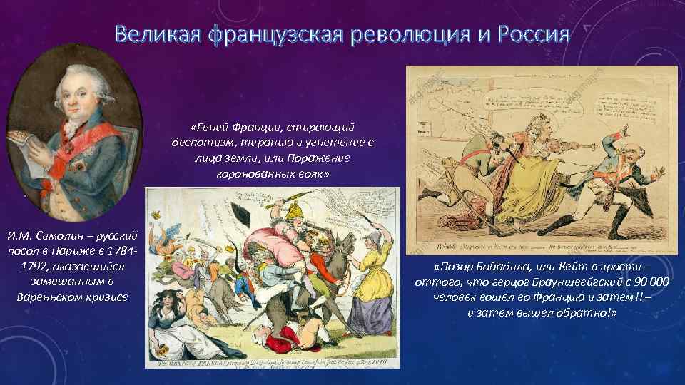 Великая французская революция и Россия «Гений Франции, стирающий деспотизм, тиранию и угнетение с лица