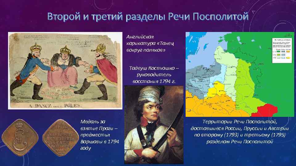 Второй и третий разделы Речи Посполитой Английская карикатура «Танец вокруг поляков» Тадеуш Костюшко –