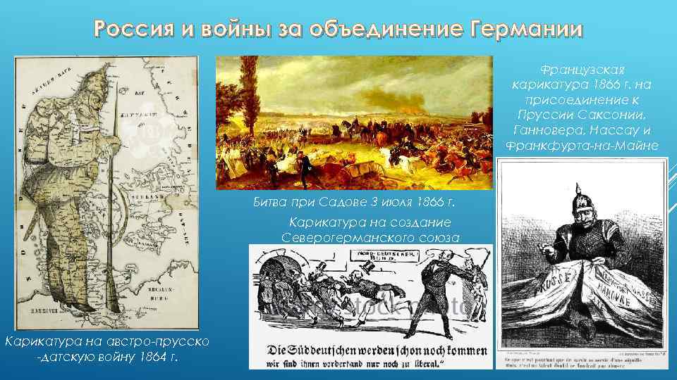 Россия и войны за объединение Германии Французская карикатура 1866 г. на присоединение к Пруссии