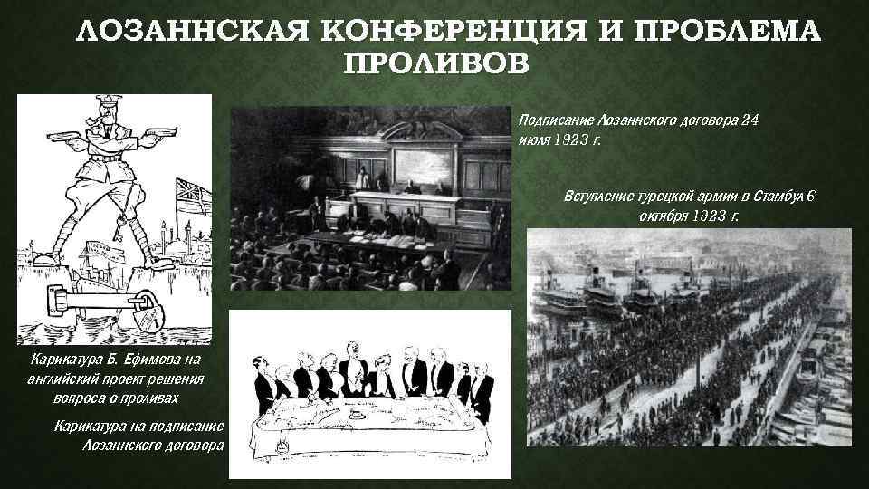 ЛОЗАННСКАЯ КОНФЕРЕНЦИЯ И ПРОБЛЕМА ПРОЛИВОВ Подписание Лозаннского договора 24 июля 1923 г. Вступление турецкой