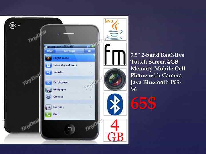 3. 5" 2 -band Resistive Touch Screen 4 GB Memory Mobile Cell Phone with