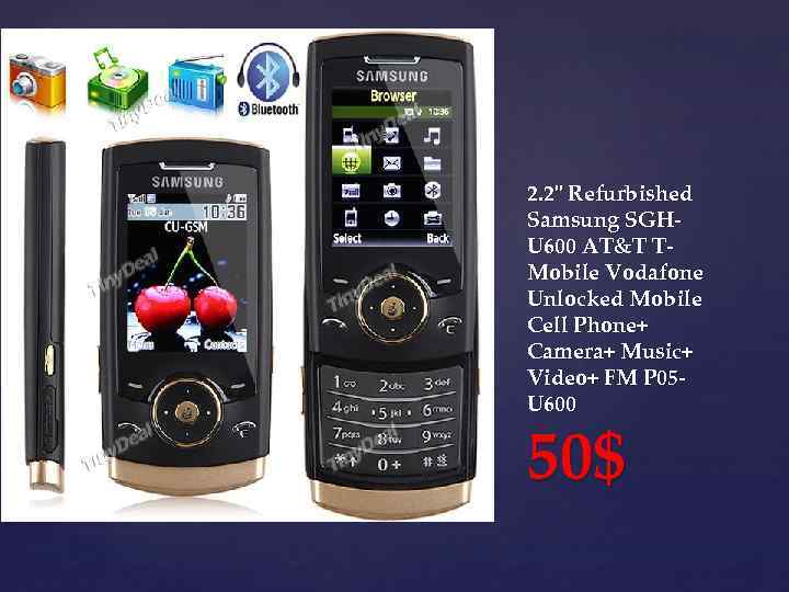 2. 2" Refurbished Samsung SGHU 600 AT&T TMobile Vodafone Unlocked Mobile Cell Phone+ Camera+