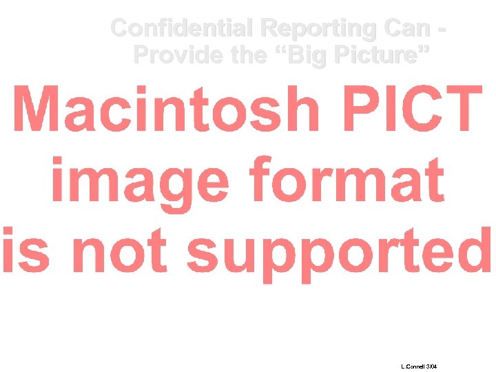 Confidential Reporting Can Provide the “Big Picture” L. Connell 3/04 