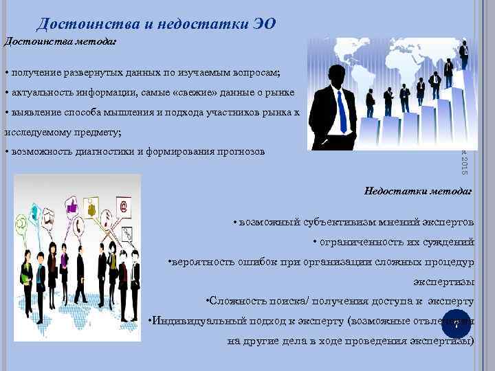 Достоинства и недостатки ЭО Достоинства метода: • получение развернутых данных по изучаемым вопросам; •
