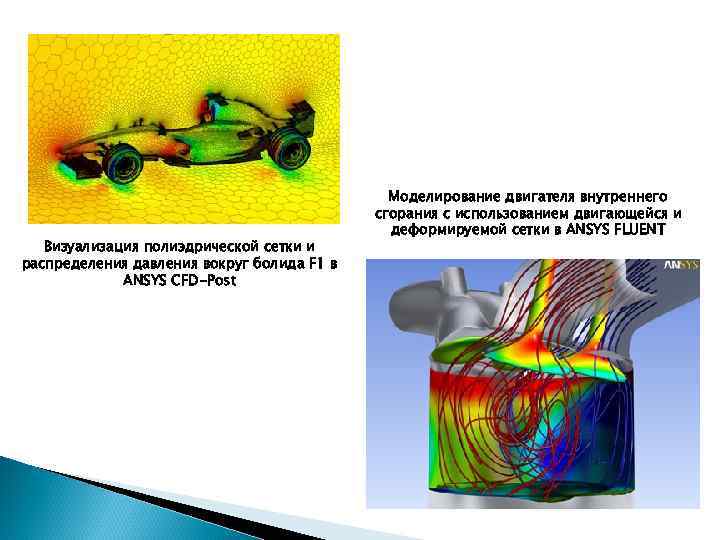 Визуализация полиэдрической сетки и распределения давления вокруг болида F 1 в ANSYS CFD-Post Моделирование