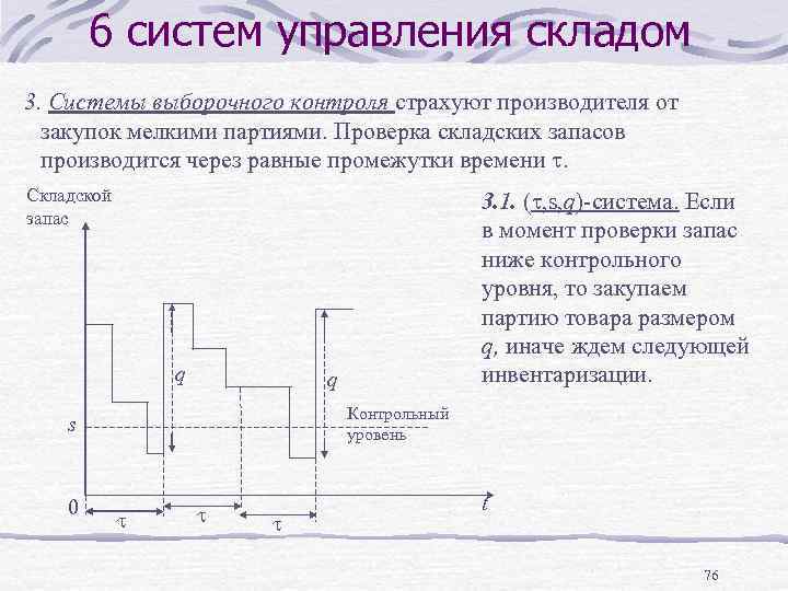 6 систем управления складом 3. Системы выборочного контроля страхуют производителя от закупок мелкими партиями.
