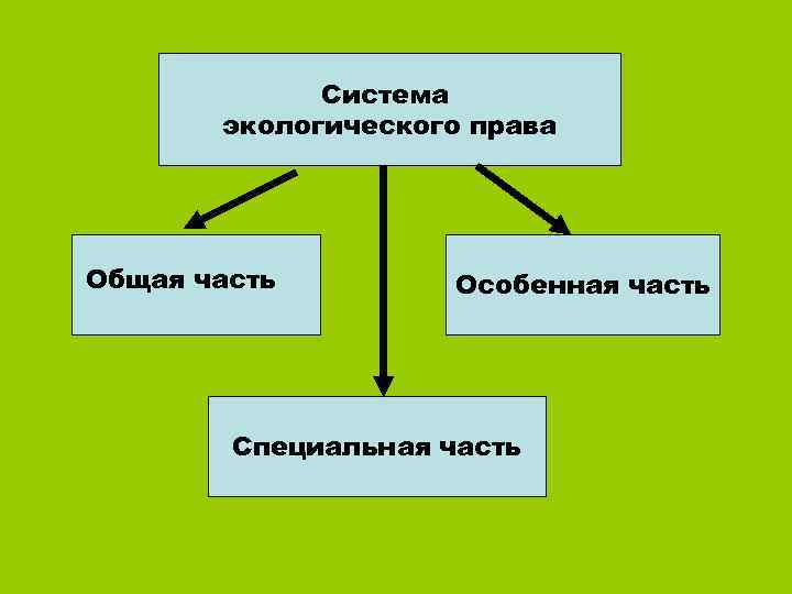 Система экологического права Общая часть Особенная часть Специальная часть 