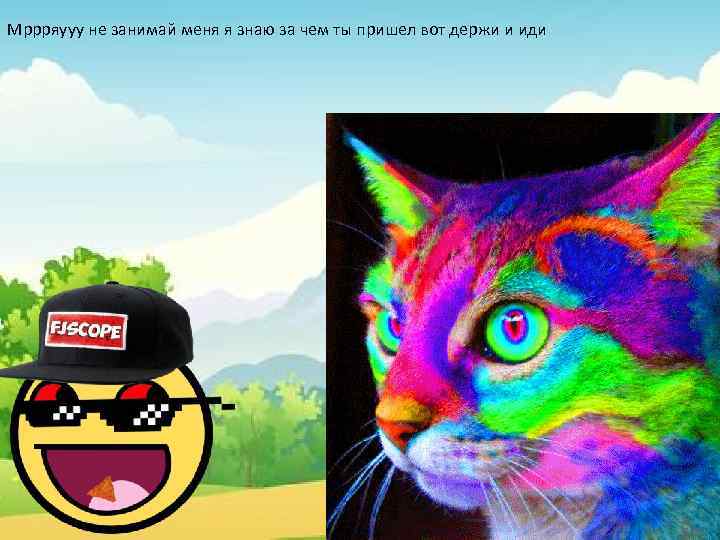 Мррряууу не занимай меня я знаю за чем ты пришел вот держи и иди