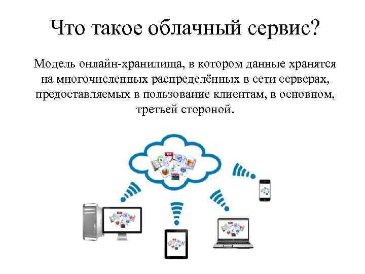 Что такое облачный сервис? Модель онлайн-хранилища, в котором данные хранятся на многочисленных распределённых в