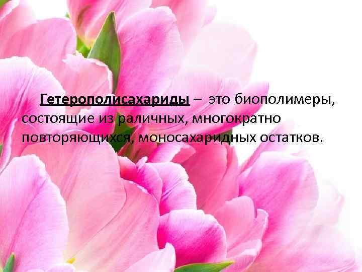Гетерополисахариды – это биополимеры, состоящие из раличных, многократно повторяющихся, моносахаридных остатков. 