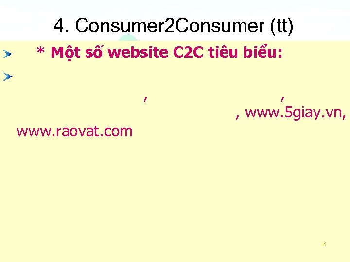 4. Consumer 2 Consumer (tt) * Một số website C 2 C tiêu biểu: