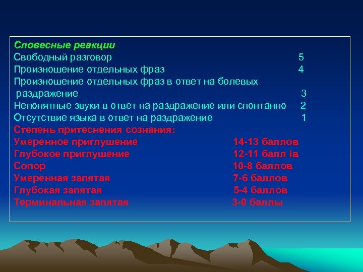 Словесные реакции Свободный разговор 5 Произношение отдельных фраз 4 Произношение отдельных фраз в ответ