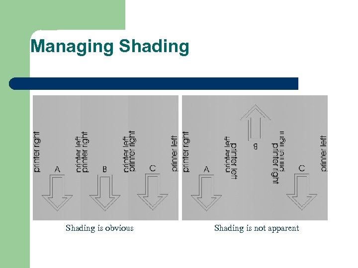 Managing Shading is obvious Shading is not apparent 