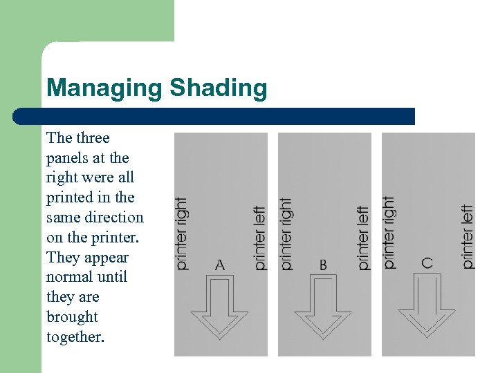 Managing Shading The three panels at the right were all printed in the same