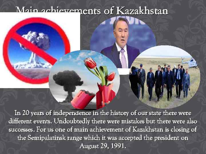Main achievements of Kazakhstan In 20 years of independence in the history of our